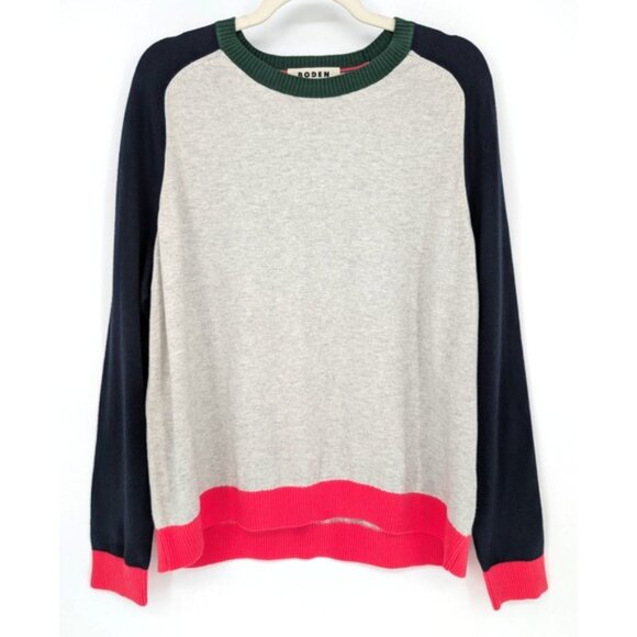 Boden Women Cashmere Blend Preppy Colorblock Meg Saddle Sleeve Jumper Large Grey - Picture 3 of 10